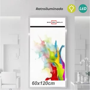 Portacartel led sobre 60x120cm con enganches a pared