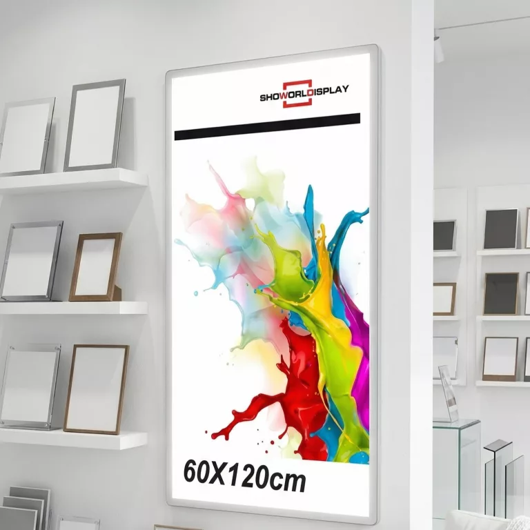 Portacartel led sobre 60x120cm con enganches a pared