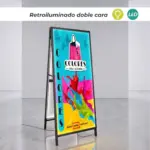 Portacartel led caballete con doble cara 60x120cm