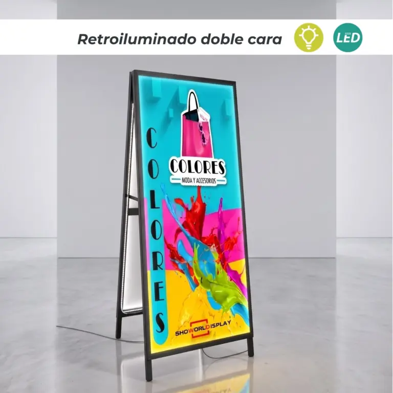 Portacartel led caballete con doble cara 60x120cm