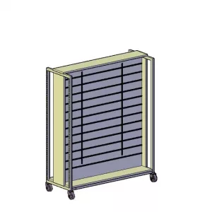 GONDOLA SQ HIERRO BLANCA ALTO H140cm CON FONDO LAMAS C/CREMALLERAS (BLANCO)