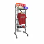 Expositor panel de malla con cartel logo