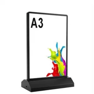 Portacartel led vertical T doble cara DIN A3 recargable