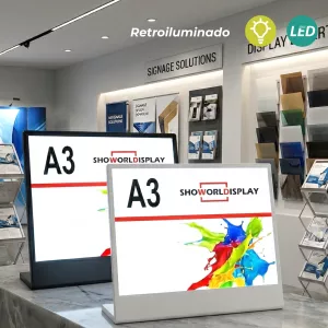 Portacartel-led-horizontal-L-recargable-