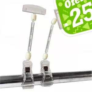 Portaprecios pinza tubo/sujeccion cartel 21.5cm (en pack de 5uds)