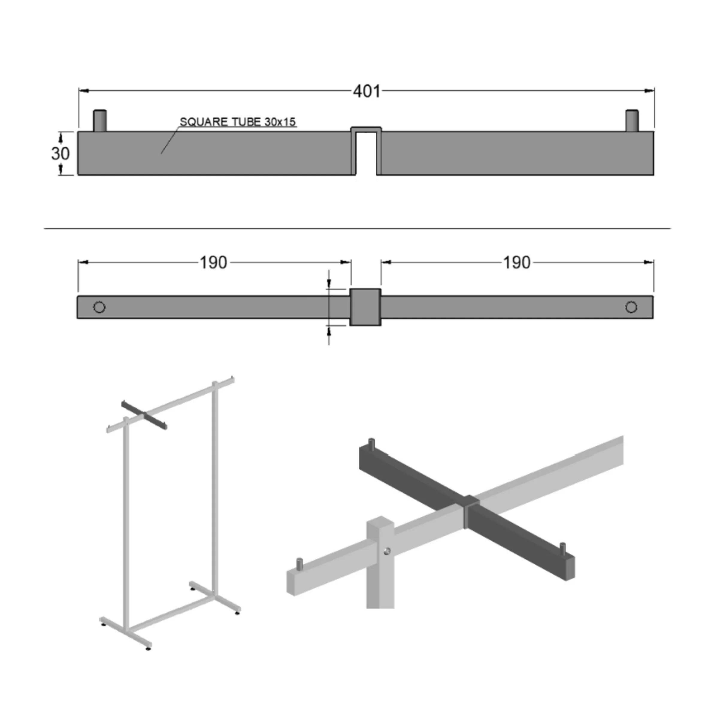 Brazo para tubo 30x15mm