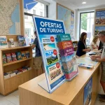 Portacartel base L de 21x28cm con portafolletos 1/3 DINA4