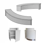 Cierre caja curvo de 86x26cm en BLANCO y 18cm de alto para mostrador caja curvo