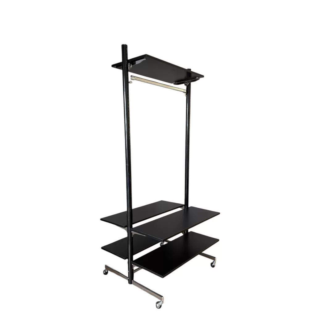 Góndola expositor tubo 50 diámetro estantes y barra ovalada