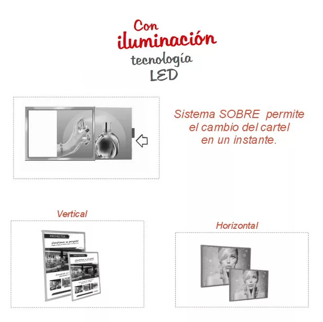 Portacartel led modelo sobre