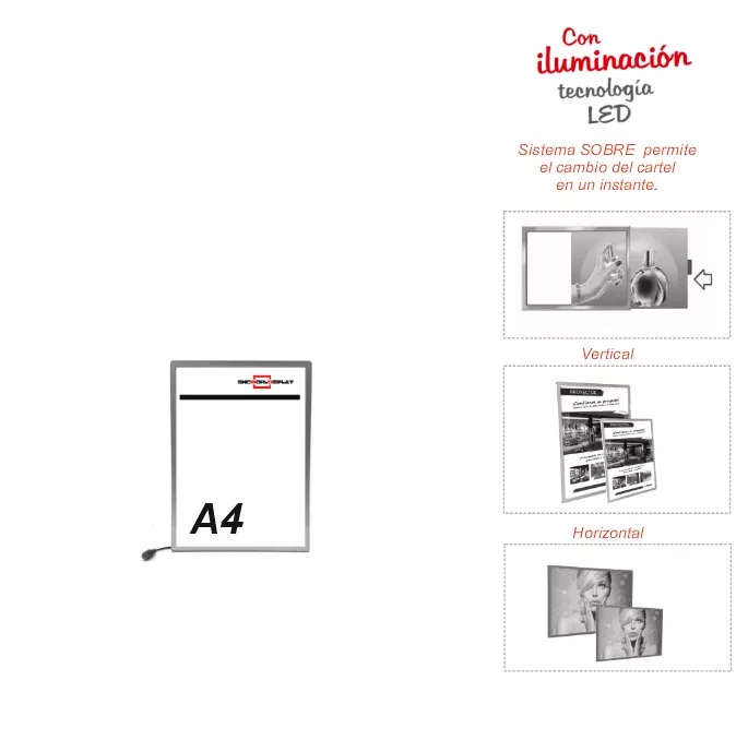 Portacartel led modelo sobre
