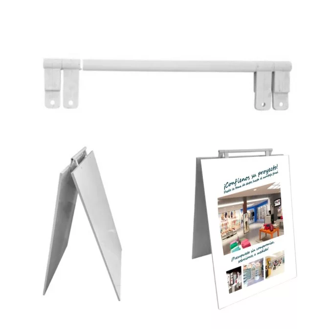 Soporte cartel caballete en PVC blanco DE 30X4cm