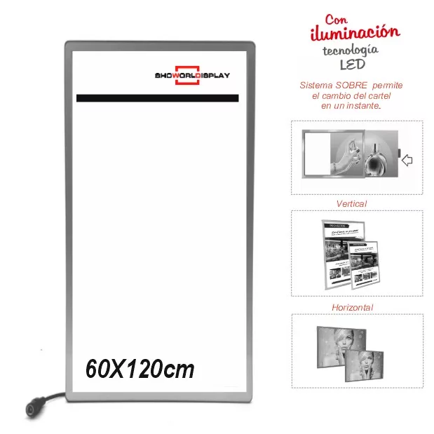 Portacartel led modelo sobre