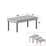 Mesa góndola tubo SQ 25mm y encimera regruesada 1200x600x500mm