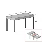 Mesa góndola tubo SQ 25mm y encimera regruesada 1300x600x700mm