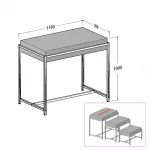 Mesas nido tubo cuadrado SQ de 25mm tapa efecto regruesado 118x70x100cm