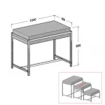 Mesa nido tubo cuadrado SQ de 25mm tapa interior efecto regruesado 104x60x80cm