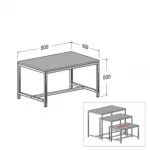 Mesa nido tubo cuadrado SQ de 25mm tapa 19mm melamina 90x60x50cm