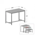 Mesa nido tubo cuadrado SQ de 25mm tapa 19mm melamina 104x60x75cm
