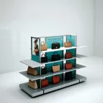 Estantería góndola SQ en blanco con estantes especial complementos de moda