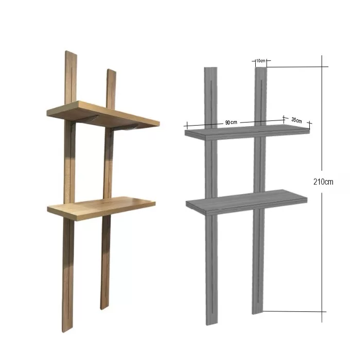 Estantería de columna con cremallera oculta 900x350x2100mm.