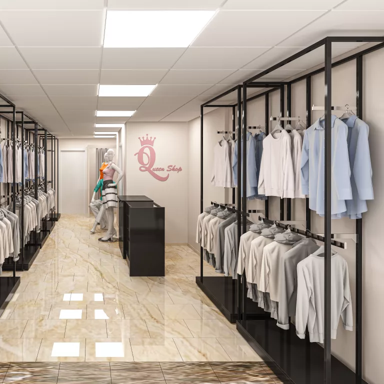 Pared con estantería Modular SQ negro con barras colgadoras