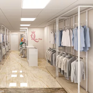 Pared con estantería Modular SQ blanco con barras colgadoras