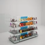 Estantería góndola SQ en blanco con estantes especial perfumería