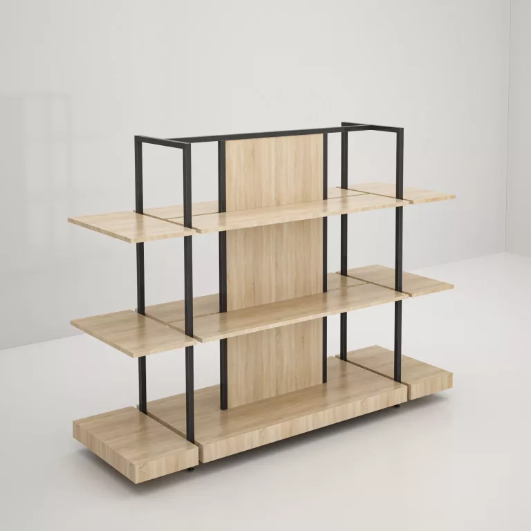 Estantería góndola SQ modelo "D" en negro y roble