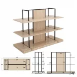 Estantería góndola SQ modelo "D" en negro y roble