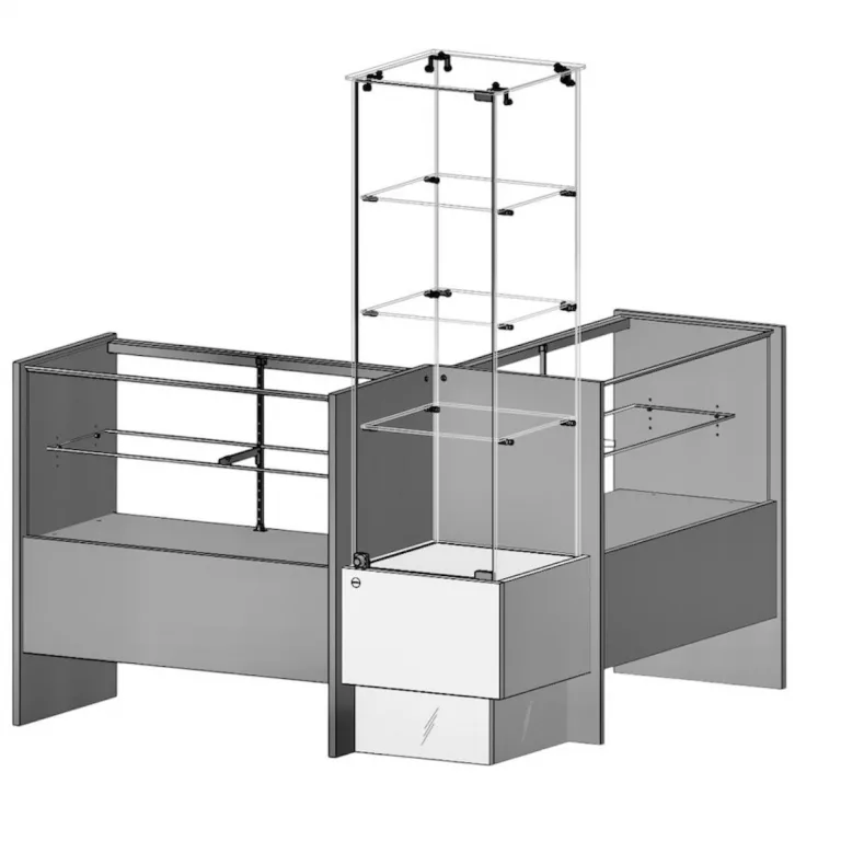 Vitrina cristal 8mm templado, 3 estantes 1221 + buch
