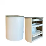 Z401-OFERTA -Mostrador caja curvo metálico y cristal, bandejas extraíbles 800x1030mm