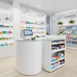 Z401-OFERTA -Mostrador caja curvo metálico y cristal, bandejas extraíbles 800x1030mm