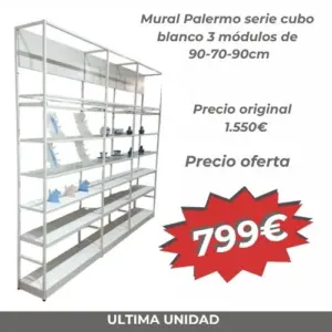 Mural Palermo serie cubo blanco 3 módulos de 90-70-90cm