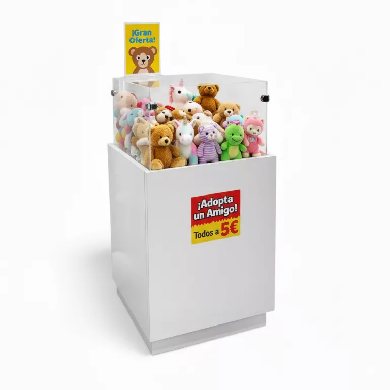 Mueble expositor para ofertas con almacén