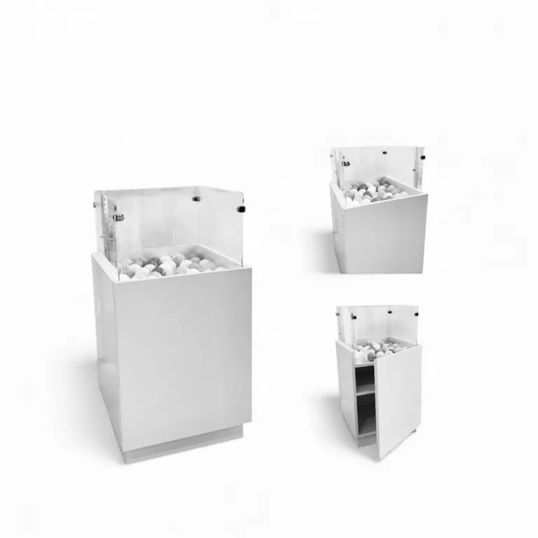 Mueble expositor para ofertas con almacén