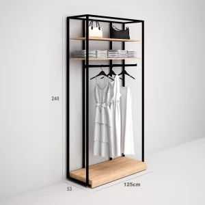 Estantería Modular SQ con estantes y barra colgadora (Tubo Cuadrado25mm)