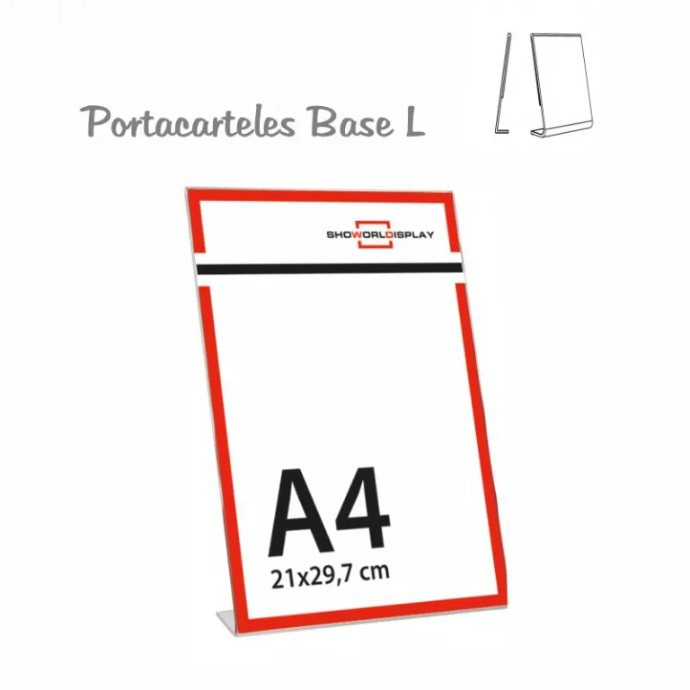 Portacarteles metacrilato vertical base L A4