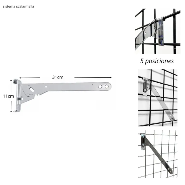 Soporte estante inclinable 5 posiciones sistema scala/malla