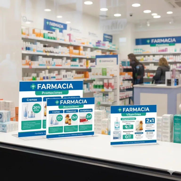 Portacarteles metacrilato horizontal base