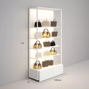 Complementos Estantería Modular SQ con estantes madera iluminados, fondo liso y cajonera (Tubo Cuadrado25mm)