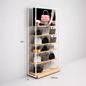 Estantería Modular SQ con estantes cristal, cajonera, fondo liso y visual Led (Tubo Cuadrado25mm)