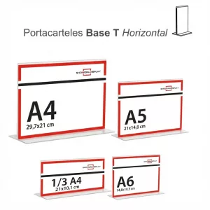 Portacarteles metacrilato HORIZONTAL BASE T
