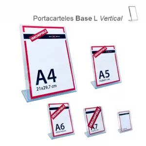 Portacarteles-metacrilato-Vertical-BASE-L-irromplible