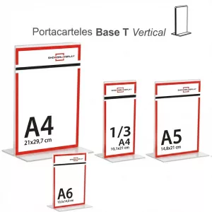Portacarteles metacrilato VERTICAL BASE T