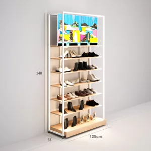 Estantería Modular SQ con estantes madera iluminados led, cajonera y visual Led (Tubo Cuadrado25mm)