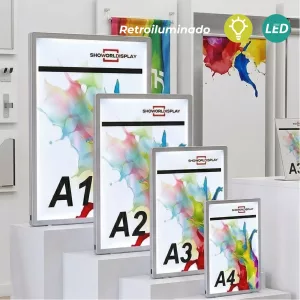 Portacartel led sobre con enganches a pared