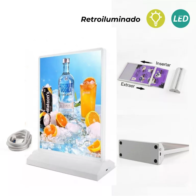 Portacartel-led-T-recargable