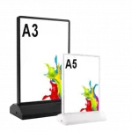 Portacartel led vertical T doble cara recargable