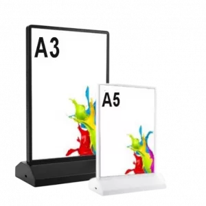 Portacartel led vertical T doble cara recargable